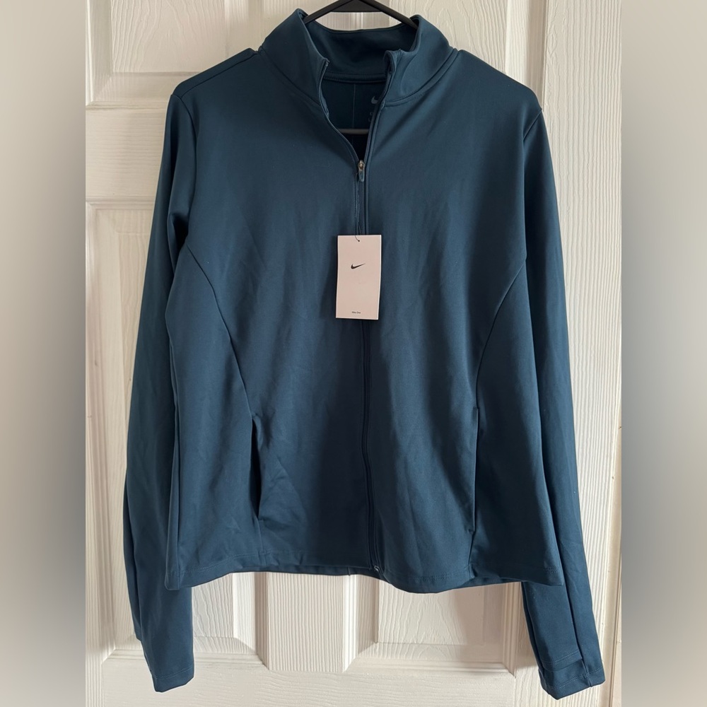 Nike One Dri-Fit Full Zip Mid Layer Jacket Womens Size Large Teal NWT